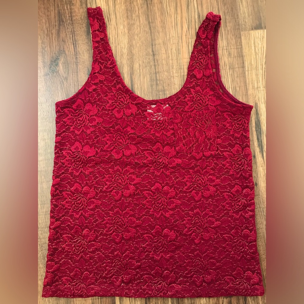 Fancy, floral tank / burgundy & gold / see-thru / Size small by Pins and Needles